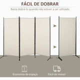 Biombo de 3 Paineis Separador de Ambientes Dobrável 253x50x182 cm Divisor de Ambientes Biombo de Privacidade com 6 Pés de Metal para Escritório Dormitório Bege