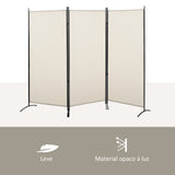 Biombo de 3 Paineis Separador de Ambientes Dobrável 253x50x182 cm Divisor de Ambientes Biombo de Privacidade com 6 Pés de Metal para Escritório Dormitório Bege