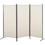 Biombo de 3 Paineis Separador de Ambientes Dobrável 253x50x182 cm Divisor de Ambientes Biombo de Privacidade com 6 Pés de Metal para Escritório Dormitório Bege