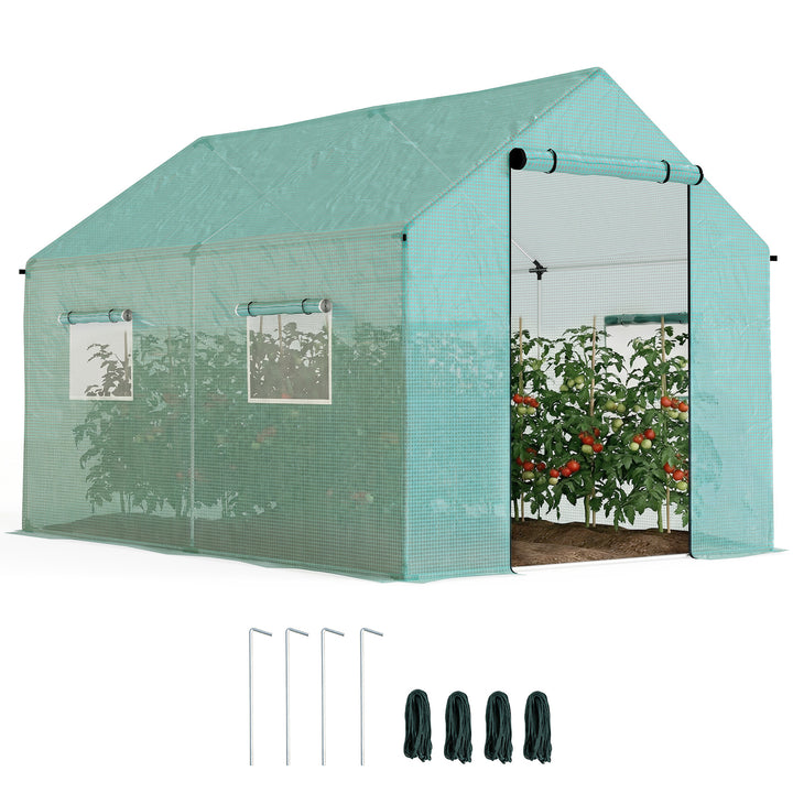 Estufa tipo Túnel 2x3x2 m Estufa de Exterior com 4 Janelas de Malha e Porta com Fecho de Correr Estufa para Cultivos Anti UV para Pátio Jardim Verde