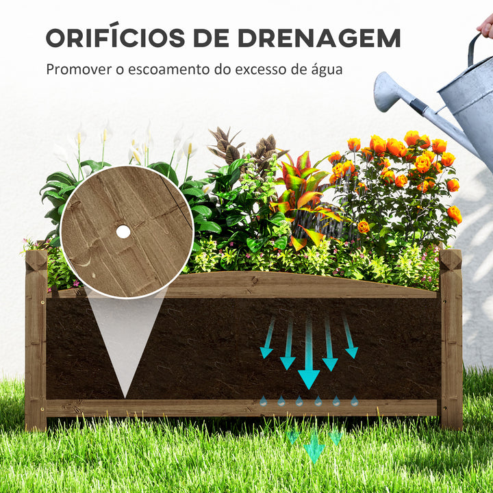 Floreira de Madeira Elevada Horta Urbana de Madeira para Cultivar Plantas Flores Ervas Floreira Retangular para Jardim Varanda 90x39x37 cm Castanho Escuro