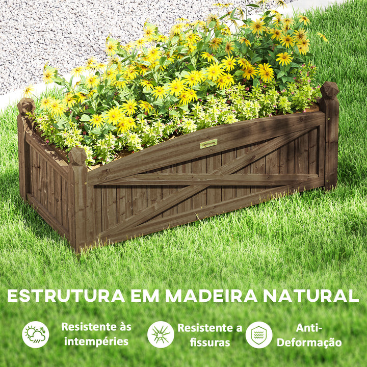 Floreira de Madeira Elevada Horta Urbana de Madeira para Cultivar Plantas Flores Ervas Floreira Retangular para Jardim Varanda 90x39x37 cm Castanho Escuro