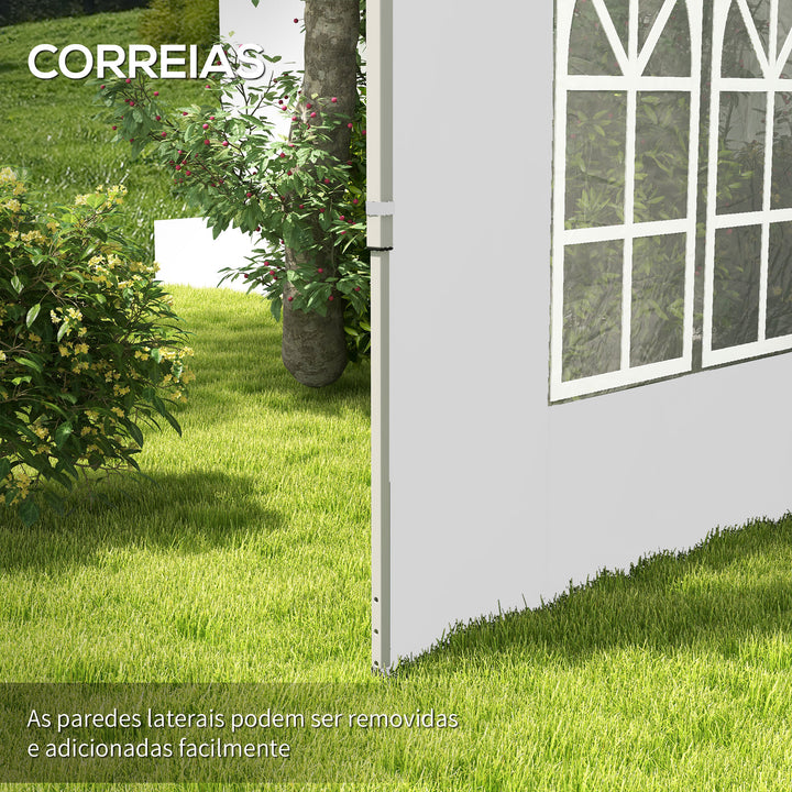 2 Painéis Laterais para Tenda de 3x3 / 3x4 m 295x195 cm Parede de Substituição de Tecido Oxford para Tendas Dobráveis com Janela para Jardim Exterior Festas Branco