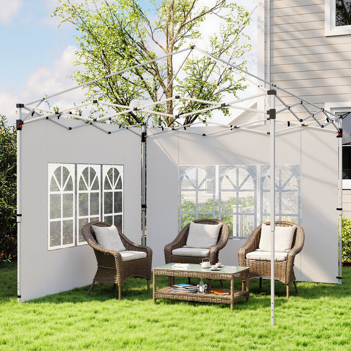 2 Painéis Laterais para Tenda de 3x3 / 3x4 m 295x195 cm Parede de Substituição de Tecido Oxford para Tendas Dobráveis com Janela para Jardim Exterior Festas Branco