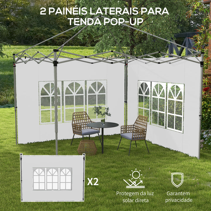 2 Painéis Laterais para Tenda de 3x3 / 3x4 m 295x195 cm Parede de Substituição de Tecido Oxford para Tendas Dobráveis com Janela para Jardim Exterior Festas Branco