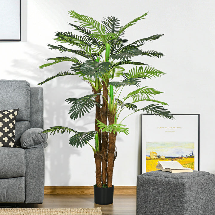 Planta Artificial Decorativa 160 cm Palmeira Artificial com Vaso e Folhas para Interior Casa Sala Escritório Verde