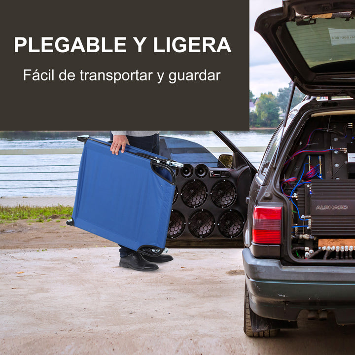Espreguiçadeira dobrável reclinável com ângulo ajustável de 3 posições para exterior carga 120 kg 190x56x28 cm Azul