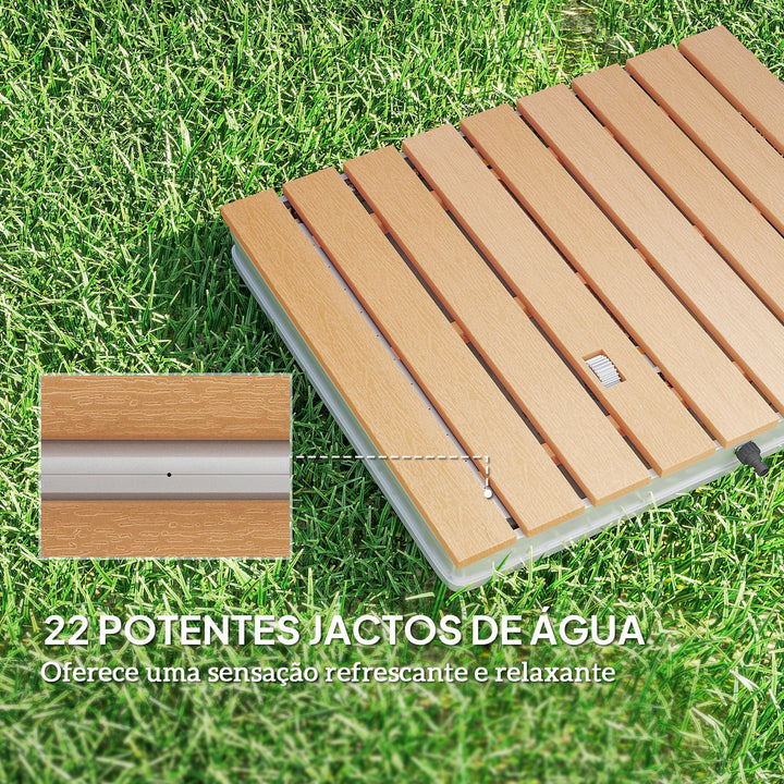Kit de Duche de Jardim Portátil Duche Exterior de Chão Altura Ajustável até 4 m Estrutura de Alumínio Resistente à Água Raios UV para Campismo Piscina Praia 70,5x55x7,5 cm Madeira