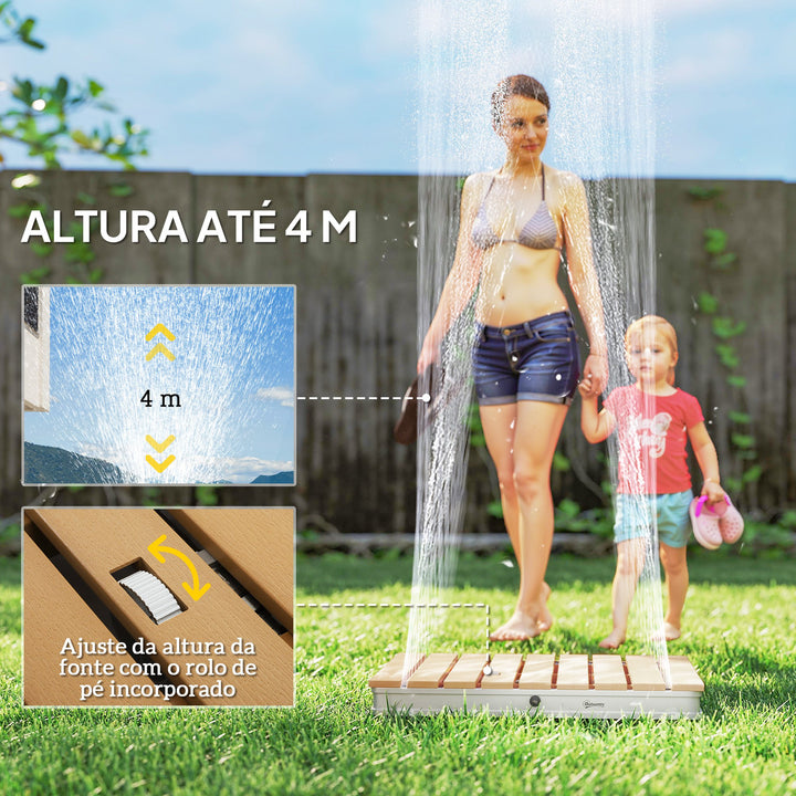 Kit de Duche de Jardim Portátil Duche Exterior de Chão Altura Ajustável até 4 m Estrutura de Alumínio Resistente à Água Raios UV para Campismo Piscina Praia 70,5x55x7,5 cm Madeira