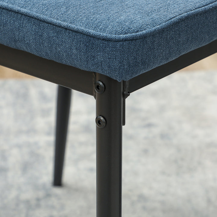 Conjunto de 2 Cadeiras de Jantar Modernas Cadeiras de Cozinha com Assento Acolchoado e Estofado Encosto Curvo Pés de Aço para Sala Quarto 45x57x86 cm Azul Escuro