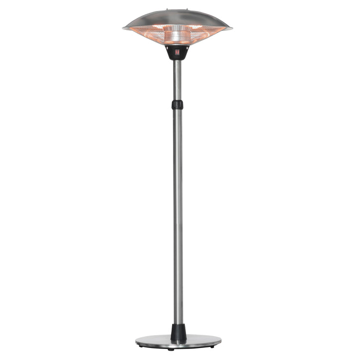 Aquecedor de Jardim Elétrico 3000W Aquecedor Infravermelho com 3 Níveis de Aquecimento Altura Ajustável Proteção IP44 para Terraço Pátio Ø58,5x160-200cm Prata