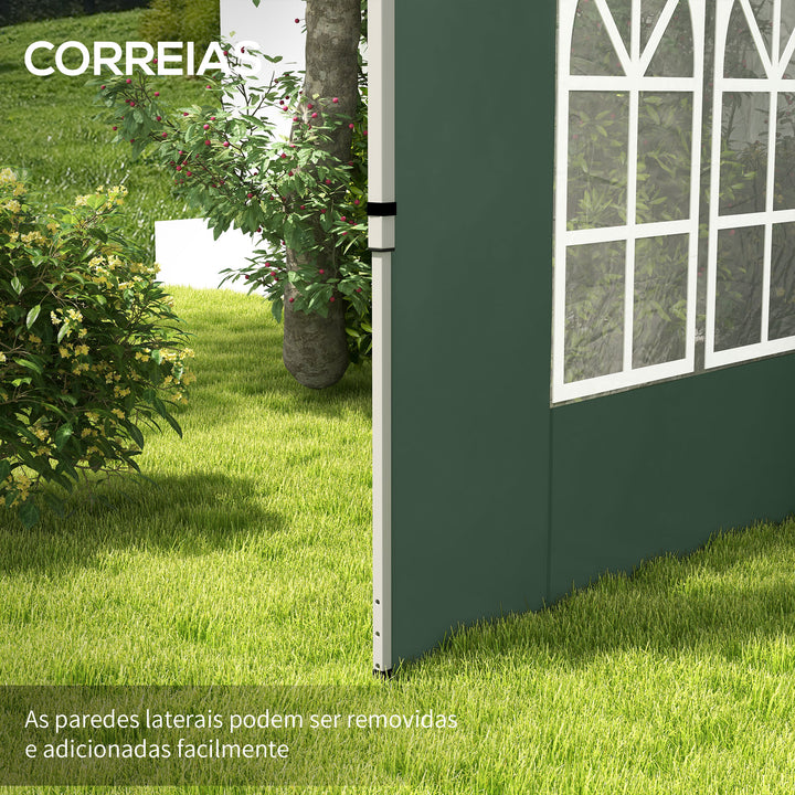 2 Painéis Laterais para Tenda de 3x3 / 3x4 m 295x195 cm Parede de Substituição de Tecido Oxford para Tendas Dobráveis com Janela para Jardim Exterior Festas Verde