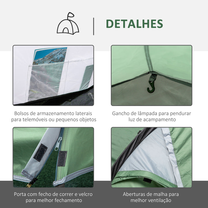 Tenda de campismo para 3-4 Pessoas Dobrável À Prova de Água 2000+ mm À Prova de UV 20+ com Vestíbulo 426x206x154 cm Verde