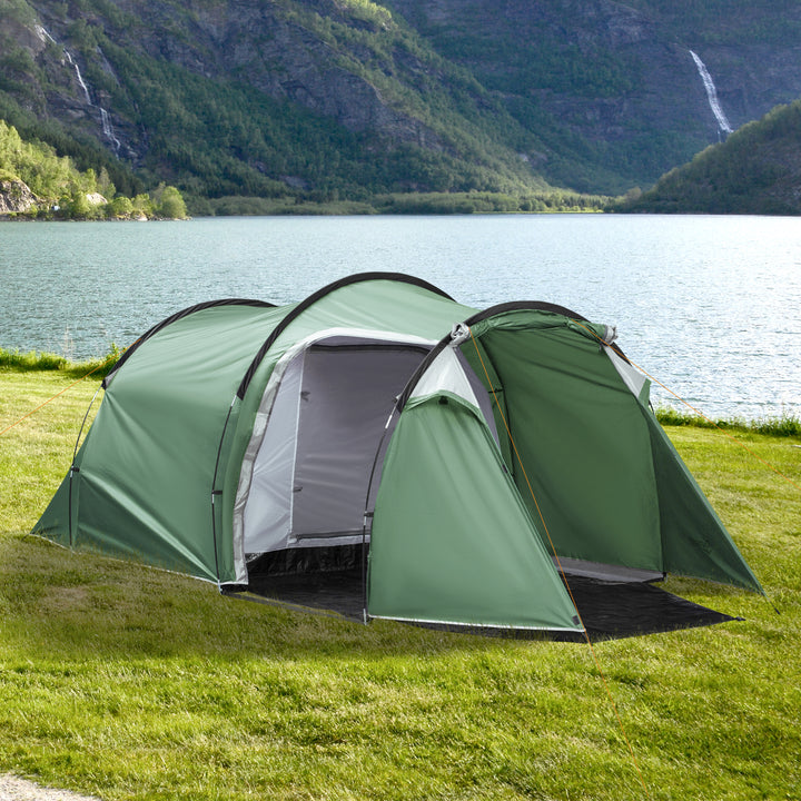 Tenda de campismo para 3-4 Pessoas Dobrável À Prova de Água 2000+ mm À Prova de UV 20+ com Vestíbulo 426x206x154 cm Verde