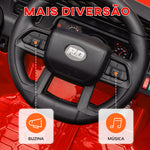 Carro Elétrico para Crianças acima de 3 Anos Carro Elétrico Infantil UTV Carro a Bateria 12V com Controlo Remoto Velocidade Ajustável USB Faróis e Buzina 95x62,5x65 cm Vermelho