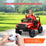 Carro Elétrico para Crianças acima de 3 Anos Carro Elétrico Infantil UTV Carro a Bateria 12V com Controlo Remoto Velocidade Ajustável USB Faróis e Buzina 95x62,5x65 cm Vermelho