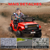 Carro Elétrico para Crianças acima de 3 Anos Carro Elétrico Infantil UTV Carro a Bateria 12V com Controlo Remoto Velocidade Ajustável USB Faróis e Buzina 95x62,5x65 cm Vermelho