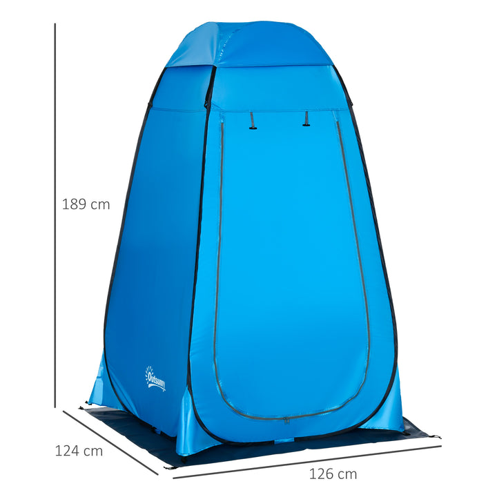 Tenda de Duche Tenda de Privacidade Portátil com 1 Gancho Bolso Bolsa de Transporte e UV20+ para Duche Trocador Sanita 126x124x189 cm Azul