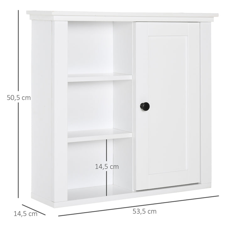 Armário de banheiro com 3 níveis abertos 1 porta 53x14.5x50.5 cm Branco