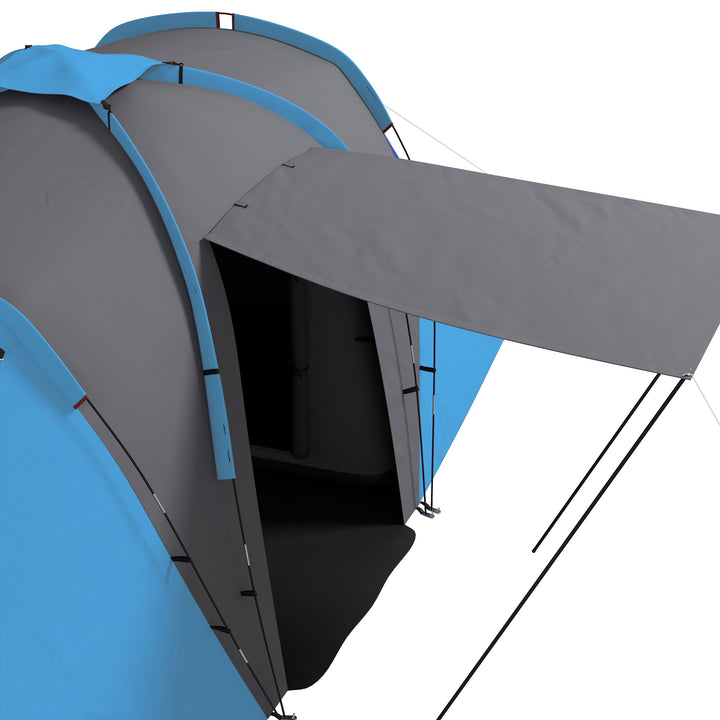 Tenda de Campismo Familiar para 4-6 Pessoas com 2 Dormitórios Tenda de Campismo Grande Impermeável 3000 mm com Bolsa de Transporte 555x225x190 cm Cinza e Azul