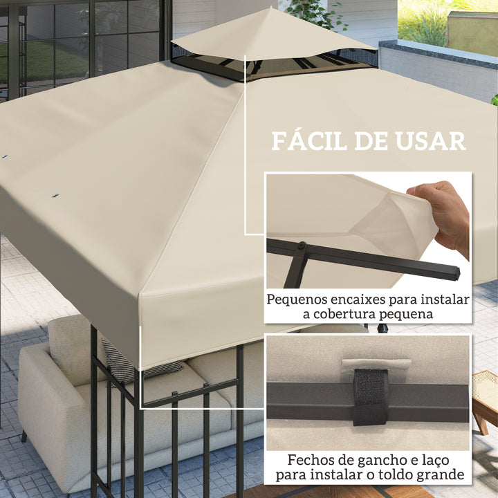 Toldo de Substituição para Pérgola 3x3 m Toldo de Substituição com Teto Duplo Proteção UV 30+ Toldo para Pérgola Creme