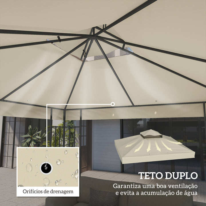 Toldo de Substituição para Pérgola 3x3 m Toldo de Substituição com Teto Duplo Proteção UV 30+ Toldo para Pérgola Creme