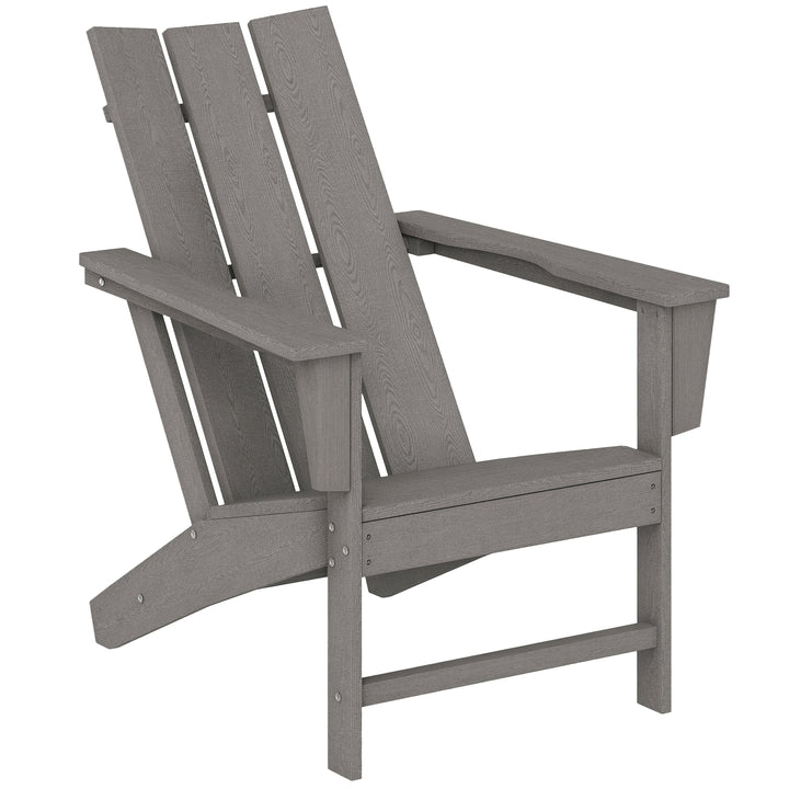 Cadeira Adirondack de Exterior Cadeira de Jardim com Assento Extra Largo Carga 120 kg para Pátio Varanda 75x83x90 cm Cinzento Escuro