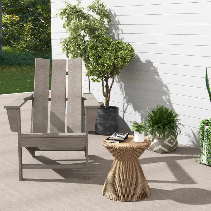 Cadeira Adirondack de Exterior Cadeira de Jardim com Assento Extra Largo Carga 120 kg para Pátio Varanda 75x83x90 cm Cinzento Escuro