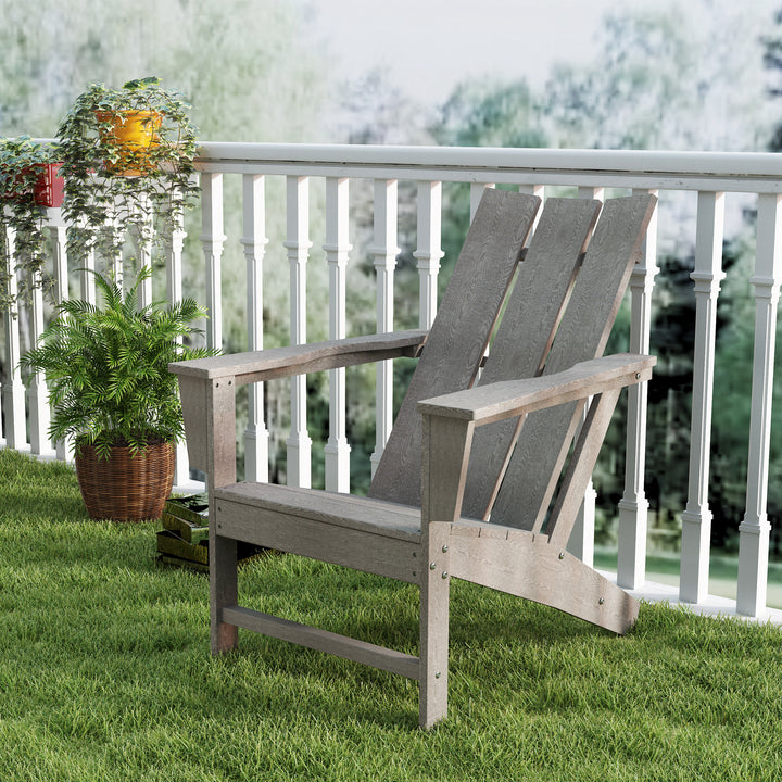 Cadeira Adirondack de Exterior Cadeira de Jardim com Assento Extra Largo Carga 120 kg para Pátio Varanda 75x83x90 cm Cinzento Escuro
