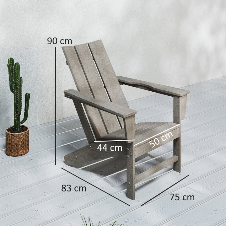 Cadeira Adirondack de Exterior Cadeira de Jardim com Assento Extra Largo Carga 120 kg para Pátio Varanda 75x83x90 cm Cinzento Escuro