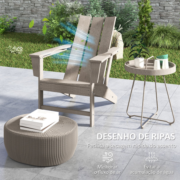 Cadeira Adirondack de Exterior Cadeira de Jardim com Assento Extra Largo Carga 120 kg para Pátio Varanda 75x83x90 cm Cinzento Escuro