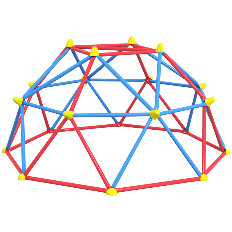 Cúpula de Escalada Conjunto de Cúpula Geométrica Parque Infantil para 3-8 Anos Com Estrutura Metálica Anti-UV Carga 180 kg para Pátio Jardim Ø183x90 cm Vermelho e Azul