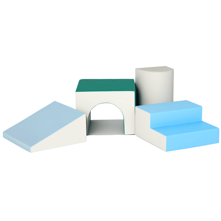 Conjunto de 4 Blocos de Espuma para Crianças de 1-3 Anos Figuras de Construção Brinquedo de Aprendizagem Infantil Estofado em PU 150x50x39cm Multicor
