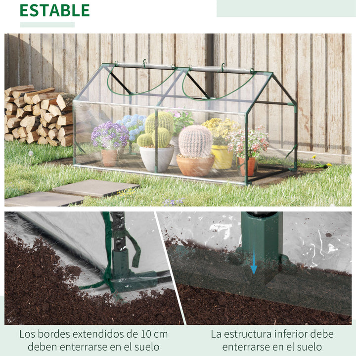 Estufa 119x60x60cm Estufa de Jardim com 2 Janelas Enroláveis para Cultivo de Plantas Verduras Flores Transparente