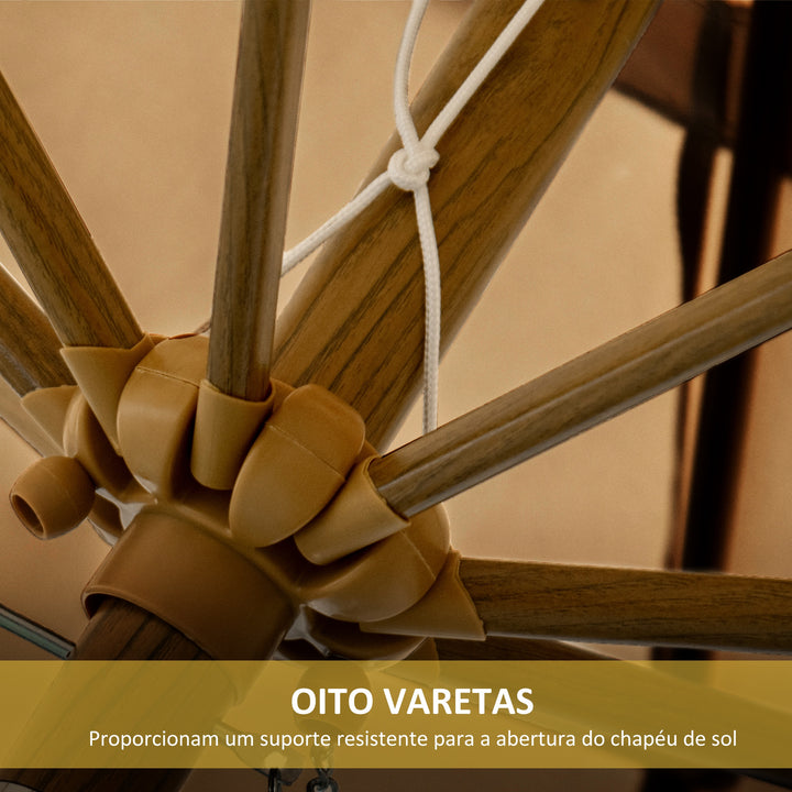 Chapéu de Sol de Jardim Ø264x240 cm Chapéu de Sol de Exterior com Ângulo Ajustável Manivela e Estrutura de Aço para Pátio Terraço Caqui