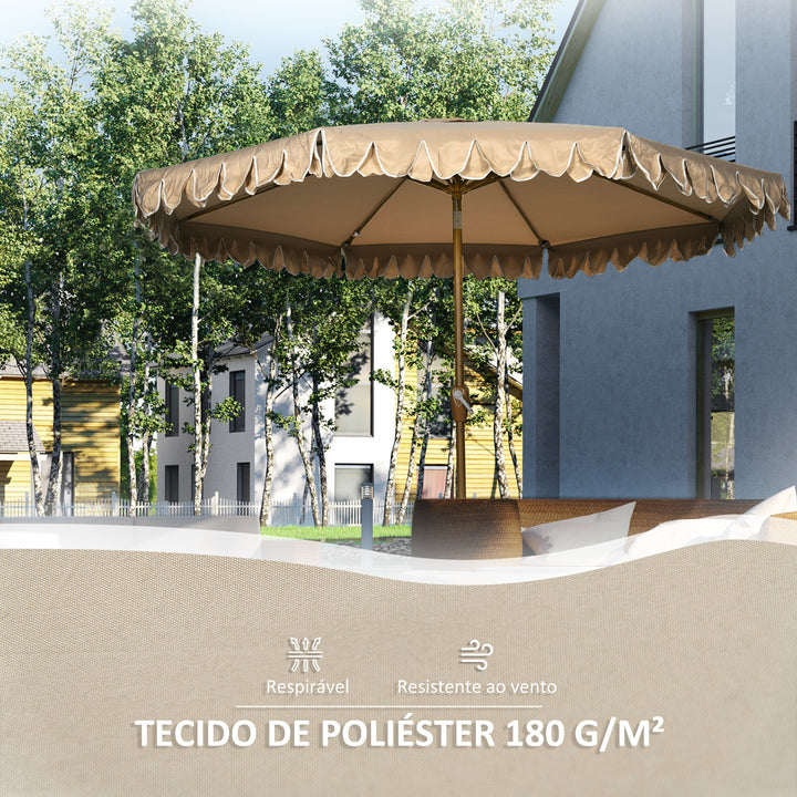 Chapéu de Sol de Jardim Ø264x240 cm Chapéu de Sol de Exterior com Ângulo Ajustável Manivela e Estrutura de Aço para Pátio Terraço Caqui