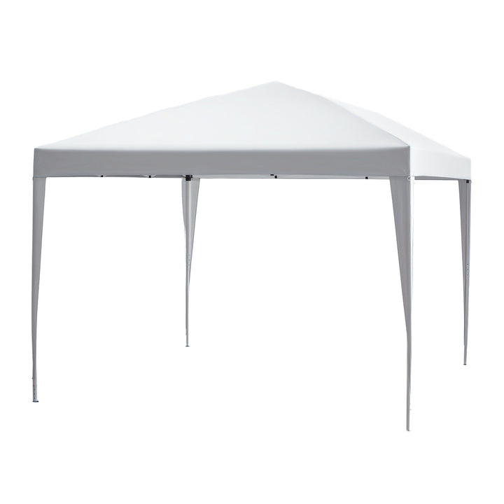 Tenda Dobrável 2,95x2,95 cm com Bolsa de Transporte Altura Ajustável Anti-UV e Impermeável para Terraço Pátio e Praia Branco Prateado