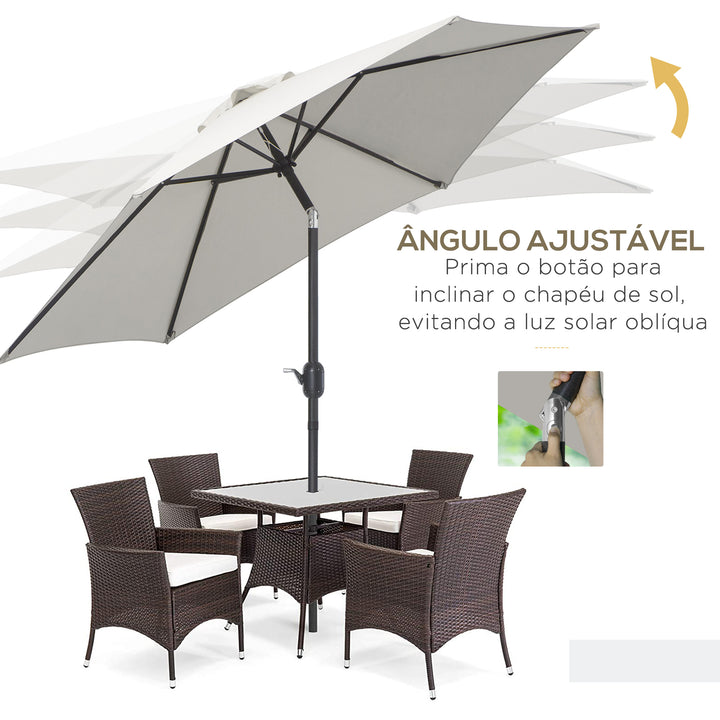 Guarda-Sol Reclinável com Manivela de Alumínio com Tela de Poliéster para Jardím Pátio Terraço - F270x235 cm