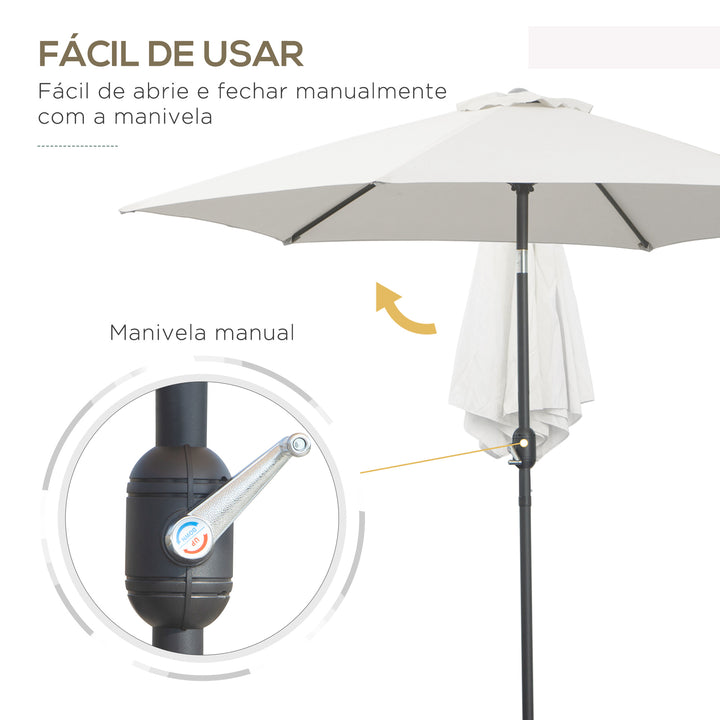 Guarda-Sol Reclinável com Manivela de Alumínio com Tela de Poliéster para Jardím Pátio Terraço - F270x235 cm