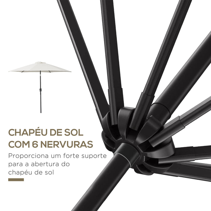 Guarda-Sol Reclinável com Manivela de Alumínio com Tela de Poliéster para Jardím Pátio Terraço - F270x235 cm