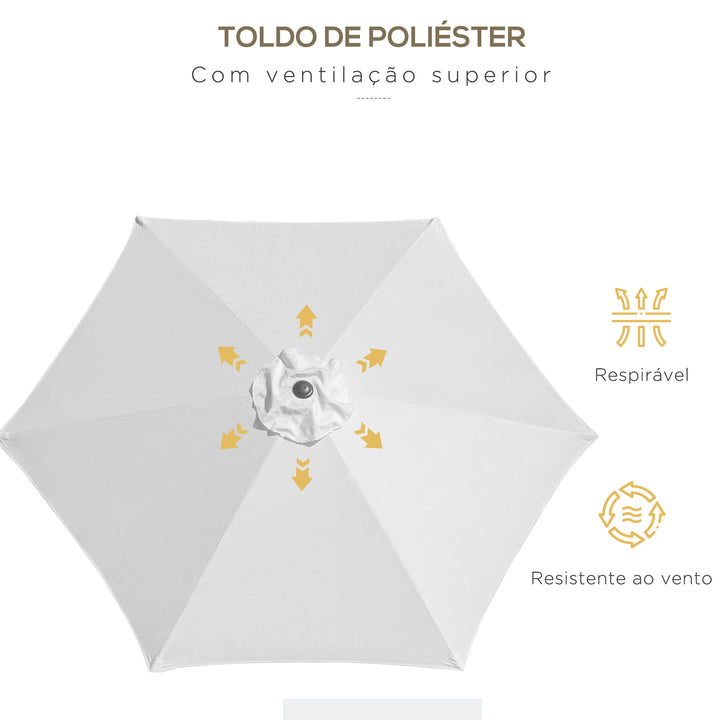 Guarda-Sol Reclinável com Manivela de Alumínio com Tela de Poliéster para Jardím Pátio Terraço - F270x235 cm