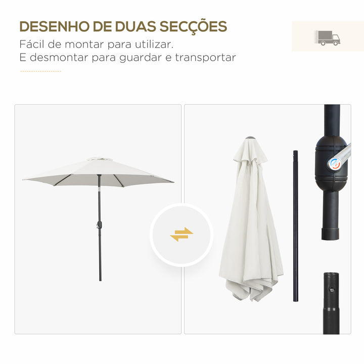 Guarda-Sol Reclinável com Manivela de Alumínio com Tela de Poliéster para Jardím Pátio Terraço - F270x235 cm