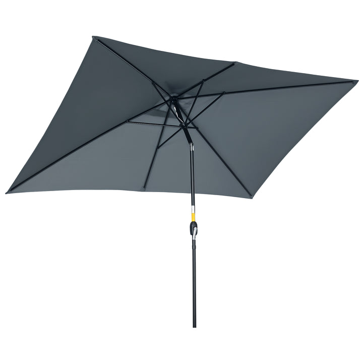 Chapéu de Sol de Alumínio 195x295x240 cm Chapéu de Sol Retangular de Jardim Inclinável com Manivela e Mastro Desmontável para Terraço Piscina Pátio Exterior Cinza