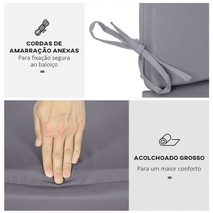 Almofada para Baloiço de 2 Peças 130x45x5 cm Almofada para Baloiço de Assento e Encosto Acolchoado para Jardim Varanda Exterior Cinza