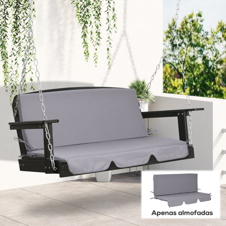 Almofada para Baloiço de 2 Peças 130x45x5 cm Almofada para Baloiço de Assento e Encosto Acolchoado para Jardim Varanda Exterior Cinza