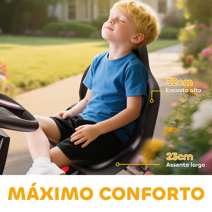 Kart a Pedais para Crianças a Partir dos 3 Anos Kart com Embraiagem Automática Travão Rodas Antiderrapantes em EVA e Estrutura Metálica Carga 50 kg 100x59x60,5 cm Vermelho