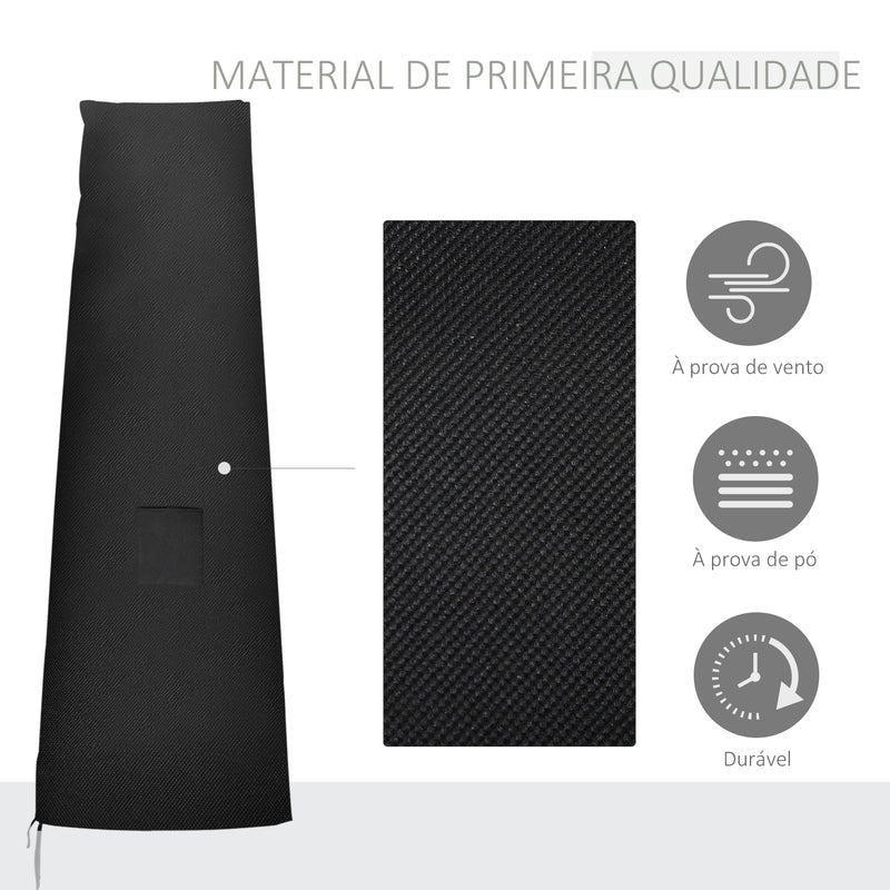 Capa para Chapéu de Sol de Jardim Capa Protetora para Chapéu de Sol Impermeável em Tela Oxford 300D com Fecho de Correr e Haste de Suporte Dobrável 48x70x240 cm Preto