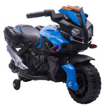 Mota Elétrica para Crianças a partir de 18 Meses 6V com Faróis Buzina 2 Rodas de Equilibrio Velocidade Máx. de 3km/h Motocicleta de Brinquedo 88,5x42,5x49 cm Azul