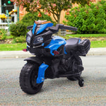 Mota Elétrica para Crianças a partir de 18 Meses 6V com Faróis Buzina 2 Rodas de Equilibrio Velocidade Máx. de 3km/h Motocicleta de Brinquedo 88,5x42,5x49 cm Azul