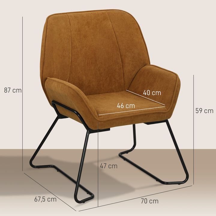 Poltrona Sala de Estar Moderna Poltrona de Leitura com Assento Largo e Acolchoado Estofada em Veludo Pés de Metal Poltrona para Dormitório 70x67,5x87 cm Marrom